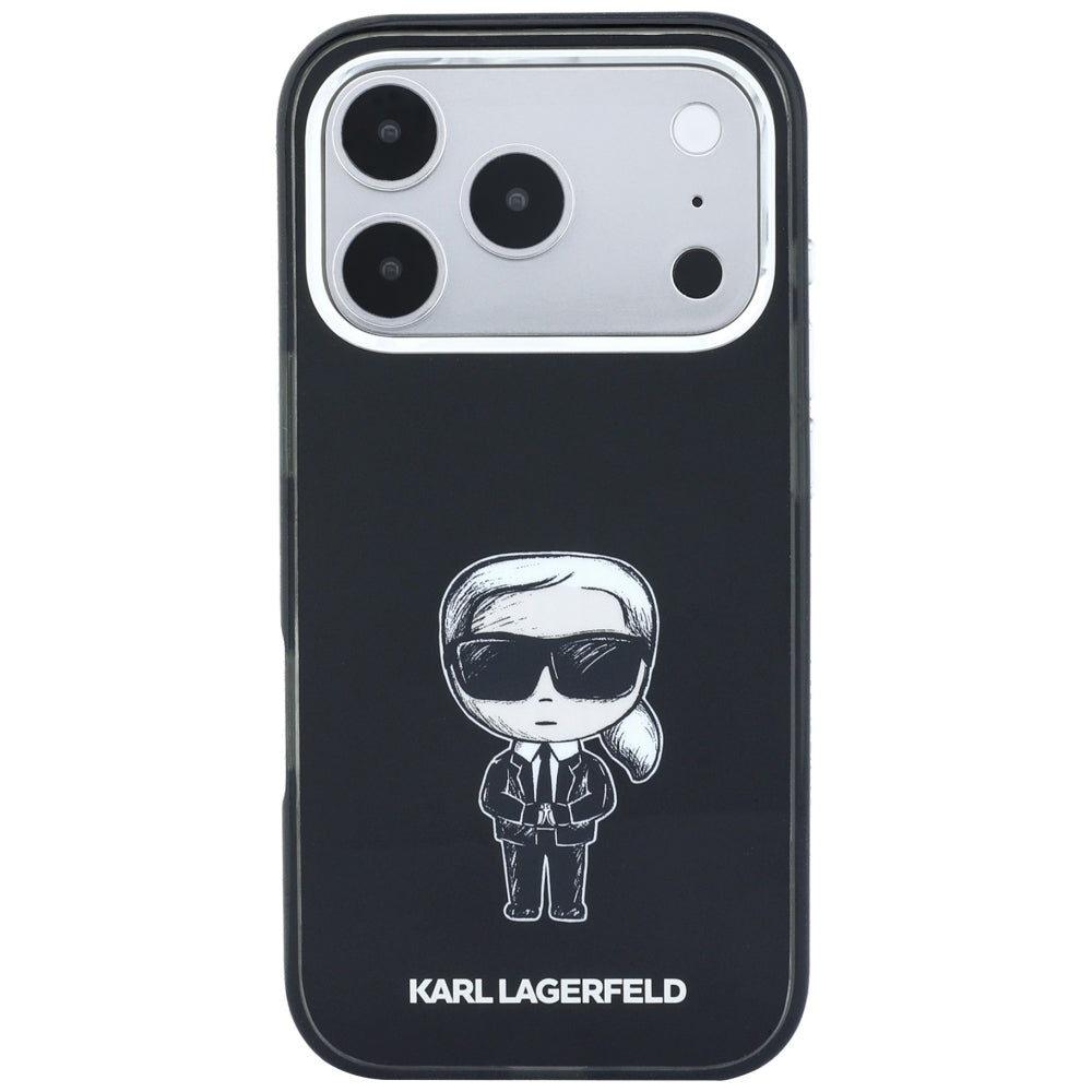 Husa MagSafe pentru Apple iPhone 18 Pro / 17 Pro, Karl Lagerfeld, HC IML Ikonik Sketch Print, Neagra