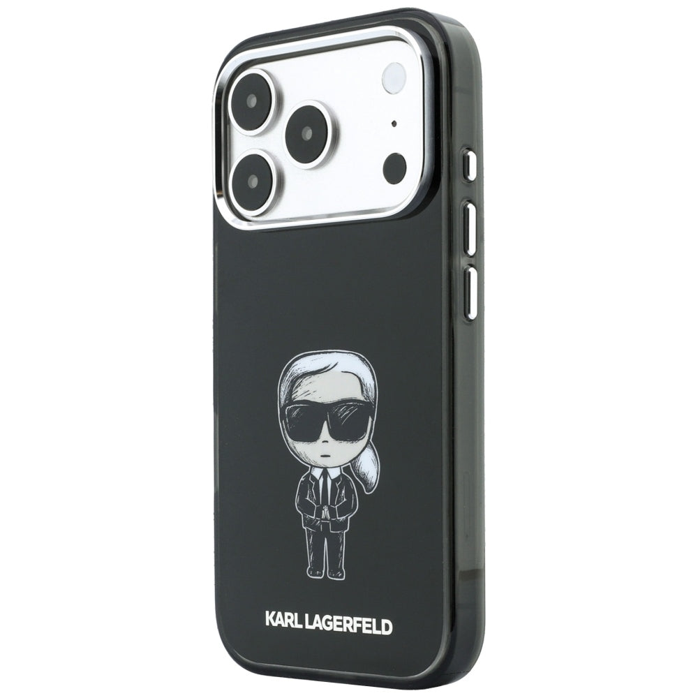 Husa MagSafe pentru Apple iPhone 18 Pro / 17 Pro, Karl Lagerfeld, HC IML Ikonik Sketch Print, Neagra
