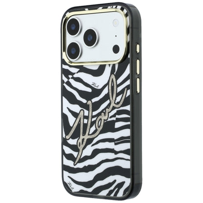 Husa MagSafe pentru Apple iPhone 18 Pro / 17 Pro, Karl Lagerfeld, HC IML Signature Zebra Glitter Gold, Neagra
