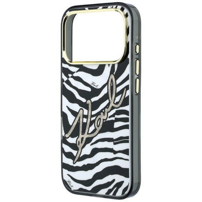 Husa MagSafe pentru Apple iPhone 18 Pro / 17 Pro, Karl Lagerfeld, HC IML Signature Zebra Glitter Gold, Neagra