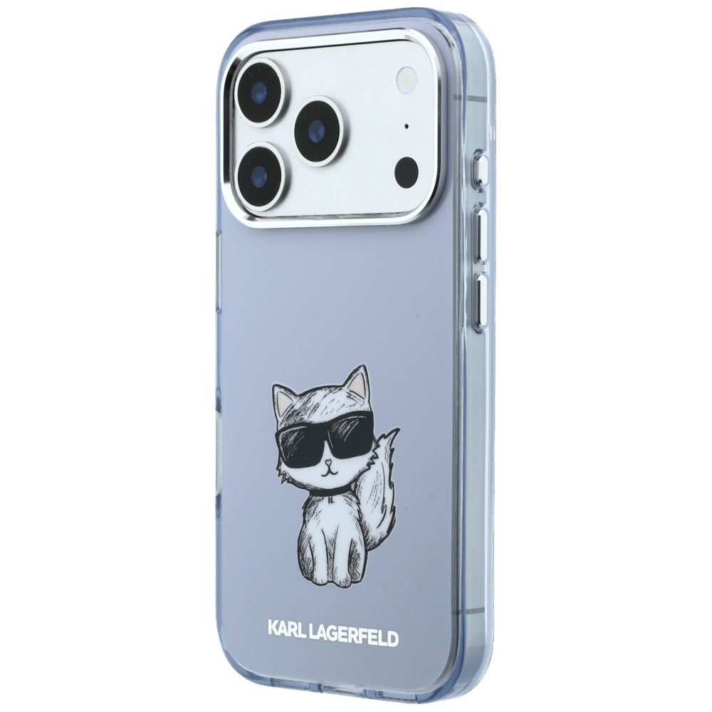 Husa MagSafe pentru Apple iPhone 18 Pro / 17 Pro, Karl Lagerfeld, IML Choupette Body Sketch Print, Albastra