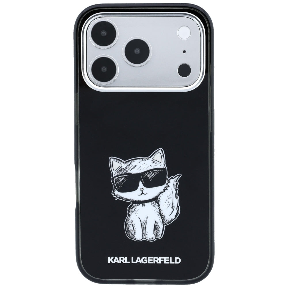 Husa MagSafe pentru Apple iPhone 18 Pro / 17 Pro, Karl Lagerfeld, IML Choupette Body Sketch Print, Neagra