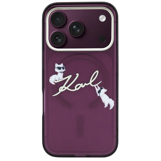 Husa MagSafe pentru Apple iPhone 18 Pro / 17 Pro, Karl Lagerfeld, IML Choupette Karl Script Logo, Visinie
