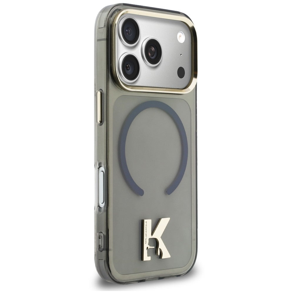 Husa MagSafe pentru Apple iPhone 18 Pro / 17 Pro, Karl Lagerfeld, IML Karl Head Logo, Neagra