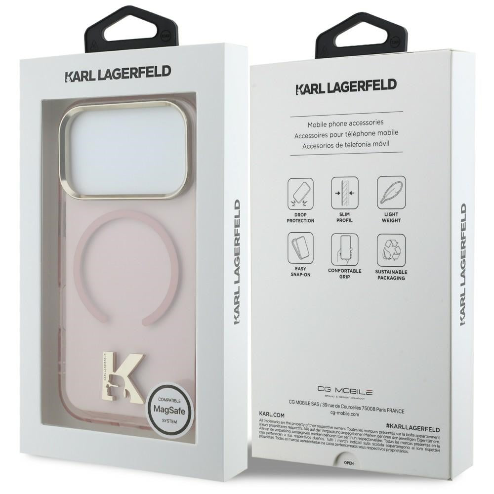 Husa MagSafe pentru Apple iPhone 18 Pro / 17 Pro, Karl Lagerfeld, IML Karl Head Logo, Roz
