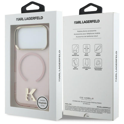 Husa MagSafe pentru Apple iPhone 18 Pro / 17 Pro, Karl Lagerfeld, IML Karl Head Logo, Roz