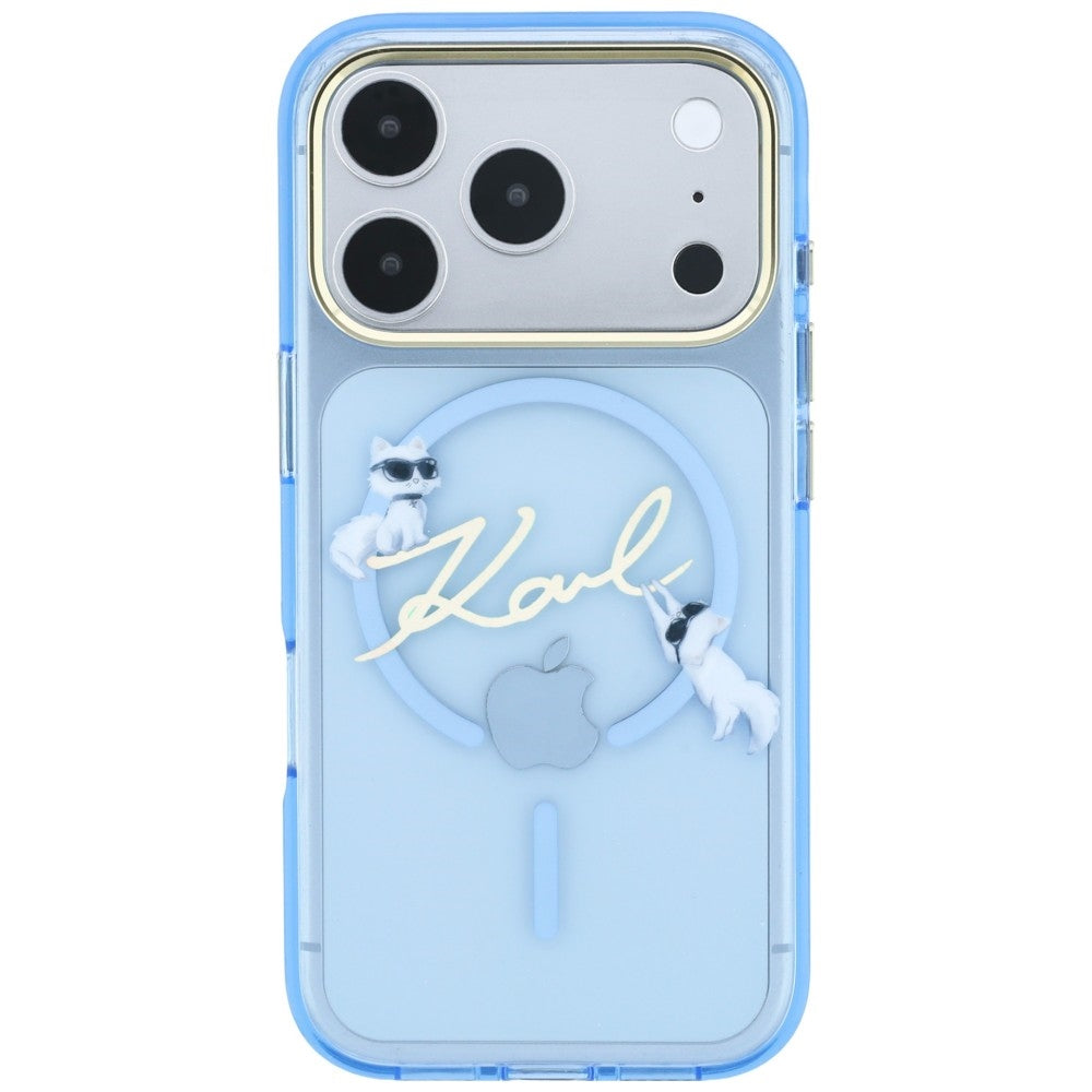Husa MagSafe pentru Apple iPhone 18 Pro / 17 Pro, Karl Lagerfeld, IML Karl Script Logo, Bleu