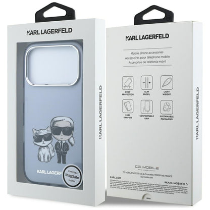Husa MagSafe pentru Apple iPhone 18 Pro / 17 Pro, Karl Lagerfeld, IML KC Bodies Sketch Print, Albastra