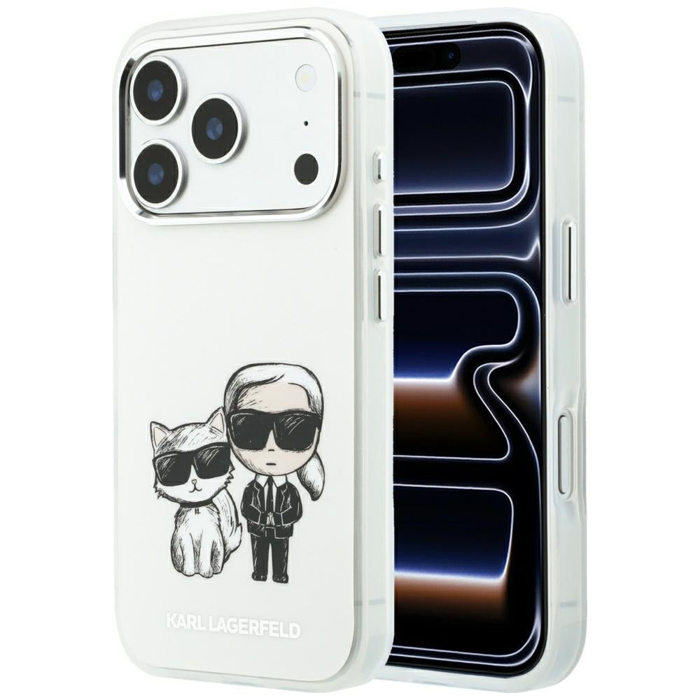 Husa MagSafe pentru Apple iPhone 18 Pro / 17 Pro, Karl Lagerfeld, IML KC Bodies Sketch Print, Bej