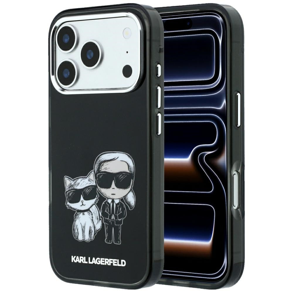 Husa MagSafe pentru Apple iPhone 18 Pro / 17 Pro, Karl Lagerfeld, IML KC Bodies Sketch Print, Neagra