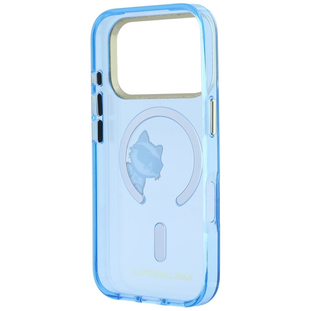 Husa MagSafe pentru Apple iPhone 18 Pro / 17 Pro, Karl Lagerfeld, IML Peekaboo Print Metal Frame, Bleu