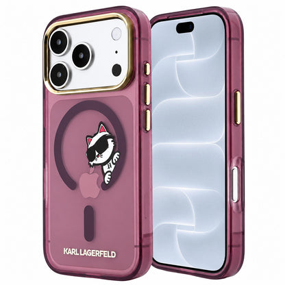 Husa MagSafe pentru Apple iPhone 18 Pro / 17 Pro, Karl Lagerfeld, IML Peekaboo Print and Metal Frame, Visinie