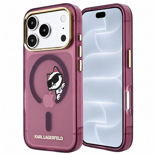 Husa MagSafe pentru Apple iPhone 18 Pro / 17 Pro, Karl Lagerfeld, IML Peekaboo Print and Metal Frame, Visinie
