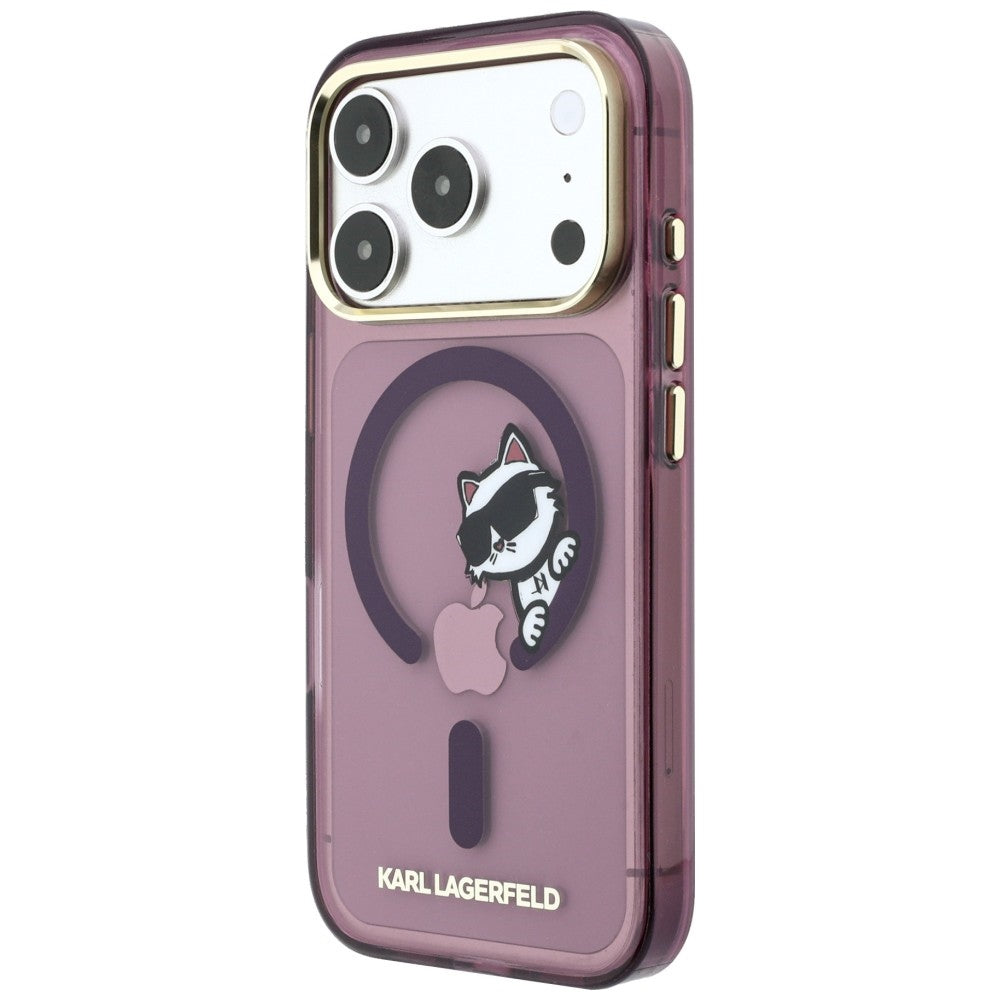 Husa MagSafe pentru Apple iPhone 18 Pro / 17 Pro, Karl Lagerfeld, IML Peekaboo Print and Metal Frame, Visinie