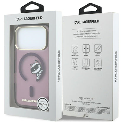 Husa MagSafe pentru Apple iPhone 18 Pro / 17 Pro, Karl Lagerfeld, IML Peekaboo Print and Metal Frame, Visinie