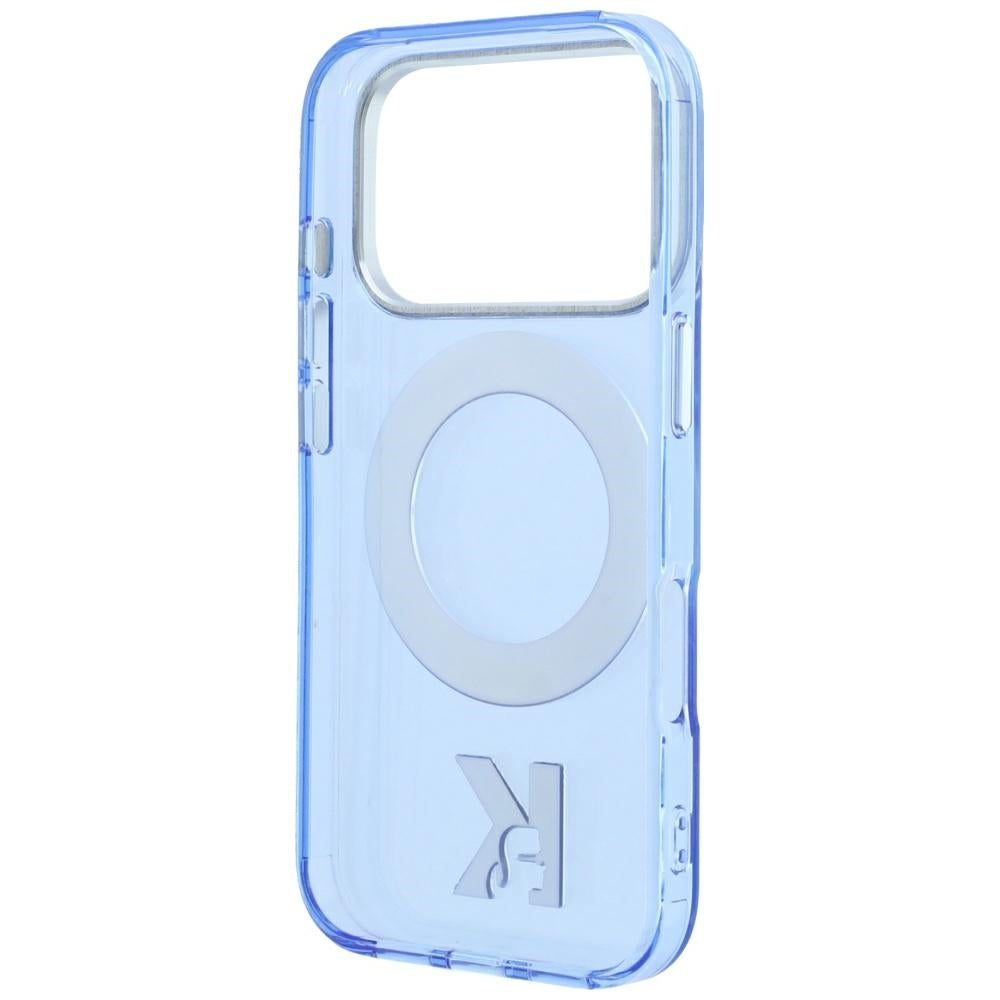 Husa MagSafe pentru Apple iPhone 18 Pro / 17 Pro, Karl Lagerfeld, IML Ring Stand Kameo Metal, Albastra