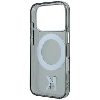 Husa MagSafe pentru Apple iPhone 18 Pro / 17 Pro, Karl Lagerfeld, IML Ring Stand Kameo Metal, Neagra