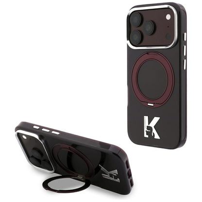 Husa MagSafe pentru Apple iPhone 18 Pro / 17 Pro, Karl Lagerfeld, IML Ring Stand Kameo Metal, Visinie