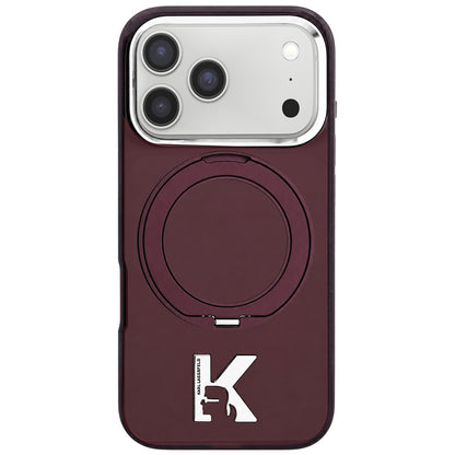 Husa MagSafe pentru Apple iPhone 18 Pro / 17 Pro, Karl Lagerfeld, IML Ring Stand Kameo Metal, Visinie