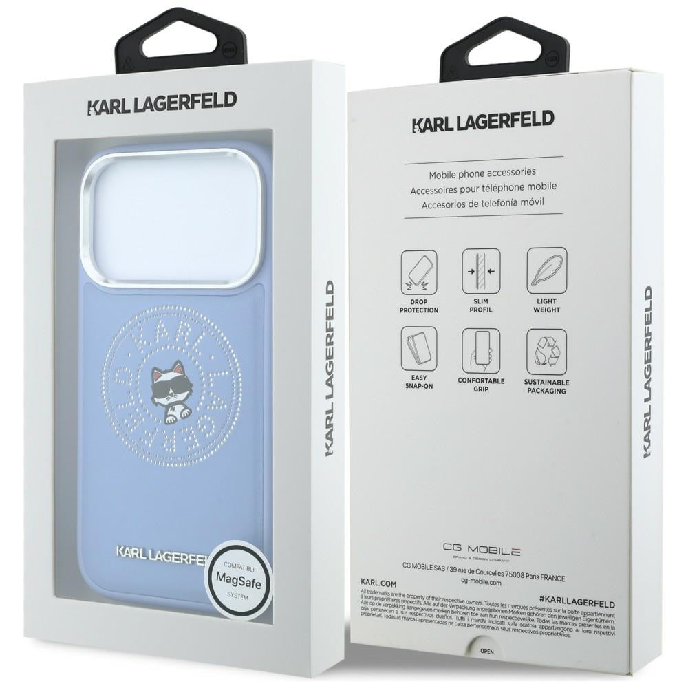 Husa MagSafe pentru Apple iPhone 18 Pro / 17 Pro, Karl Lagerfeld, Point and Choupette Sketch, Bleu