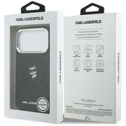 Husa MagSafe pentru Apple iPhone 18 Pro / 17 Pro, Karl Lagerfeld, Point and Choupette Sketch, Neagra