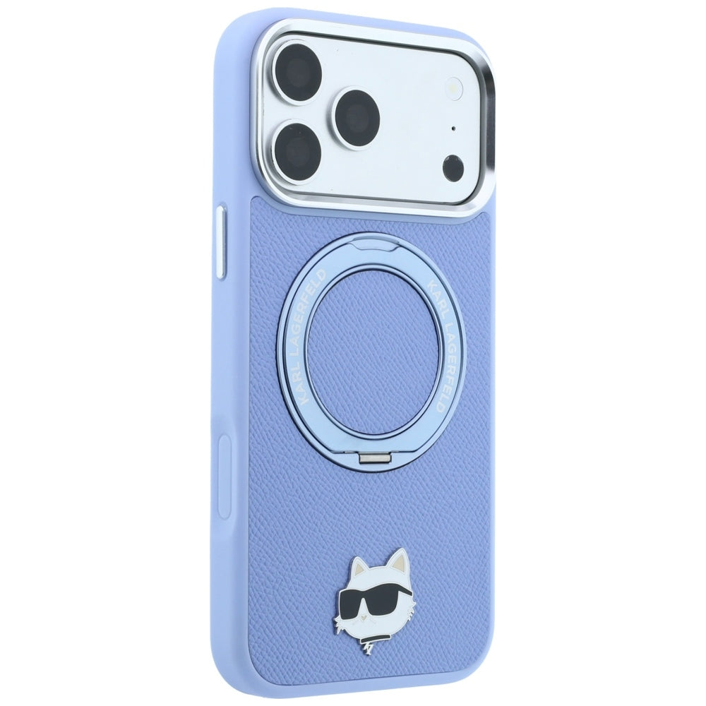 Husa MagSafe pentru Apple iPhone 18 Pro / 17 Pro, Karl Lagerfeld, Ring Stand 360 Choupette Pin, Bleu