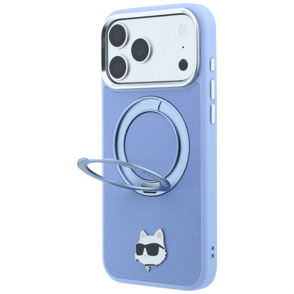 Husa MagSafe pentru Apple iPhone 18 Pro / 17 Pro, Karl Lagerfeld, Ring Stand 360 Choupette Pin, Bleu