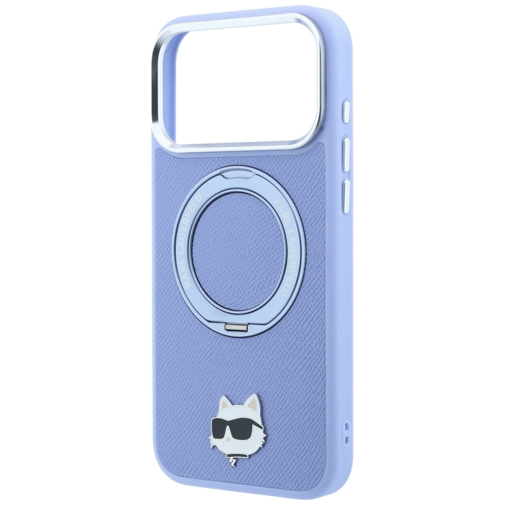 Husa MagSafe pentru Apple iPhone 18 Pro / 17 Pro, Karl Lagerfeld, Ring Stand 360 Choupette Pin, Bleu