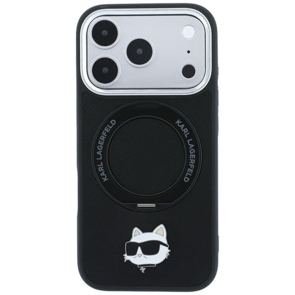 Husa MagSafe pentru Apple iPhone 18 Pro / 17 Pro, Karl Lagerfeld, Ring Stand 360 Choupette Pin, Neagra