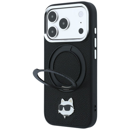 Husa MagSafe pentru Apple iPhone 18 Pro / 17 Pro, Karl Lagerfeld, Ring Stand 360 Choupette Pin, Neagra