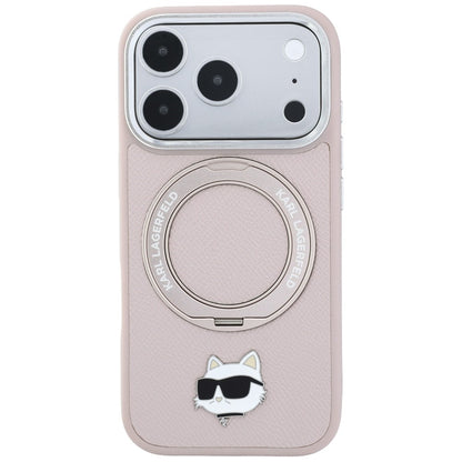 Husa MagSafe pentru Apple iPhone 18 Pro / 17 Pro, Karl Lagerfeld, Ring Stand 360 Choupette Pin, Roz