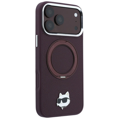 Husa MagSafe pentru Apple iPhone 18 Pro / 17 Pro, Karl Lagerfeld, Ring Stand 360 Choupette Pin, Visinie