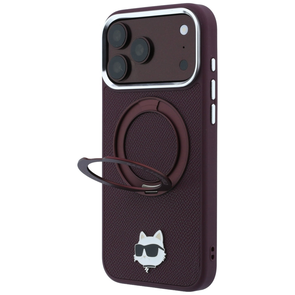 Husa MagSafe pentru Apple iPhone 18 Pro / 17 Pro, Karl Lagerfeld, Ring Stand 360 Choupette Pin, Visinie