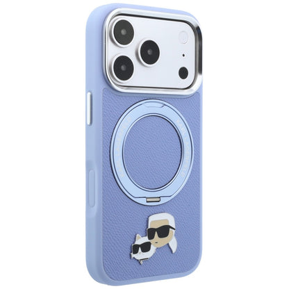 Husa MagSafe pentru Apple iPhone 18 Pro / 17 Pro, Karl Lagerfeld, Ring Stand 360 Karl & Choupette Pin, Bleu