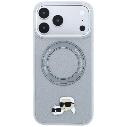 Husa MagSafe pentru Apple iPhone 18 Pro / 17 Pro, Karl Lagerfeld, Ring Stand 360 Karl & Choupette Pin, Gri