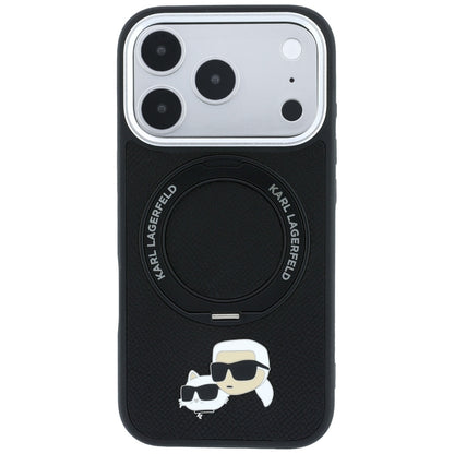 Husa MagSafe pentru Apple iPhone 18 Pro / 17 Pro, Karl Lagerfeld, Ring Stand 360 Karl & Choupette Pin, Neagra