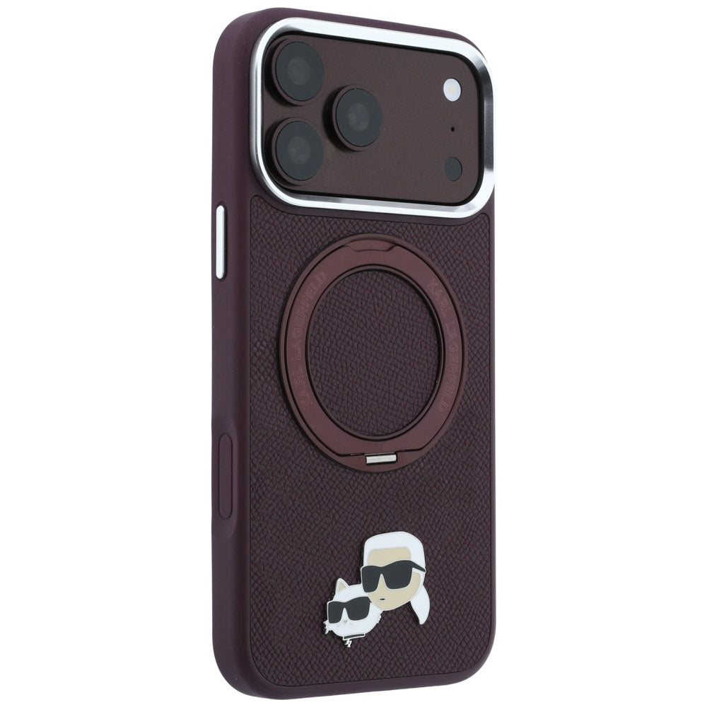 Husa MagSafe pentru Apple iPhone 18 Pro / 17 Pro, Karl Lagerfeld, Ring Stand 360 Karl & Choupette Pin, Visinie