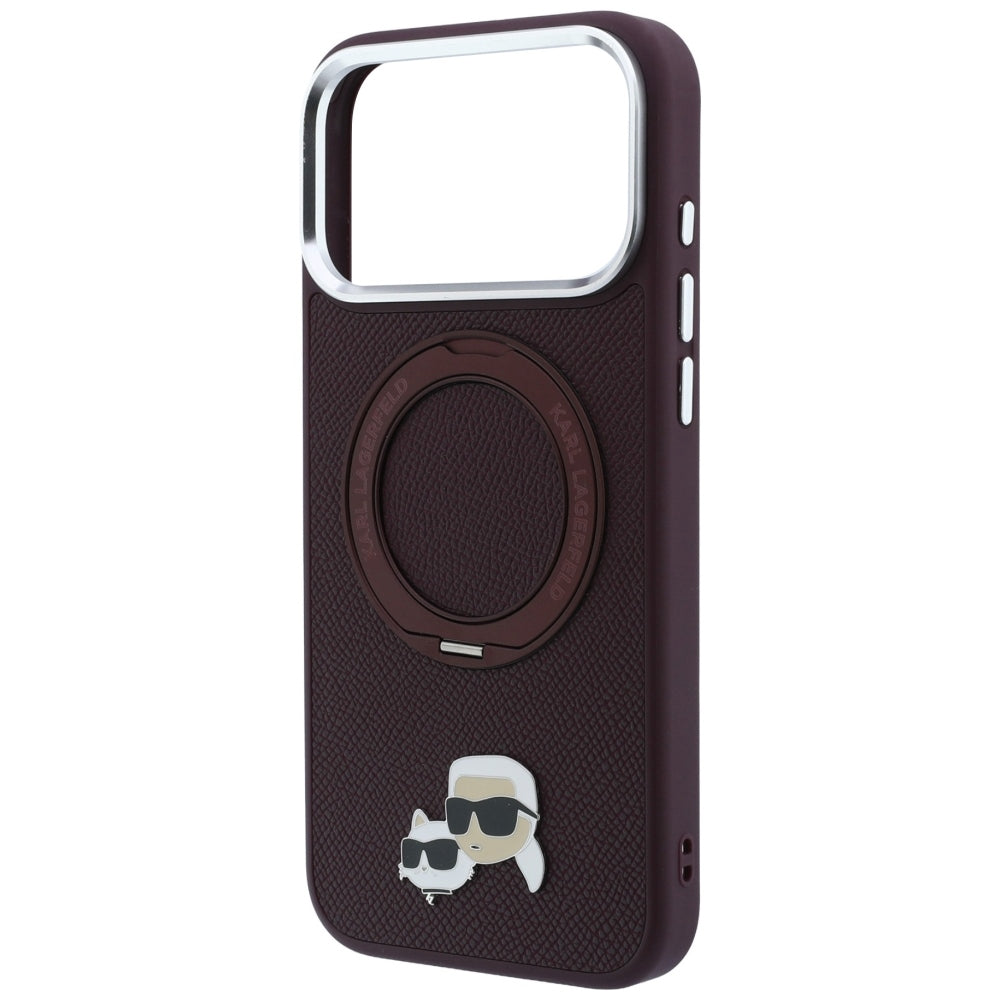 Husa MagSafe pentru Apple iPhone 18 Pro / 17 Pro, Karl Lagerfeld, Ring Stand 360 Karl & Choupette Pin, Visinie