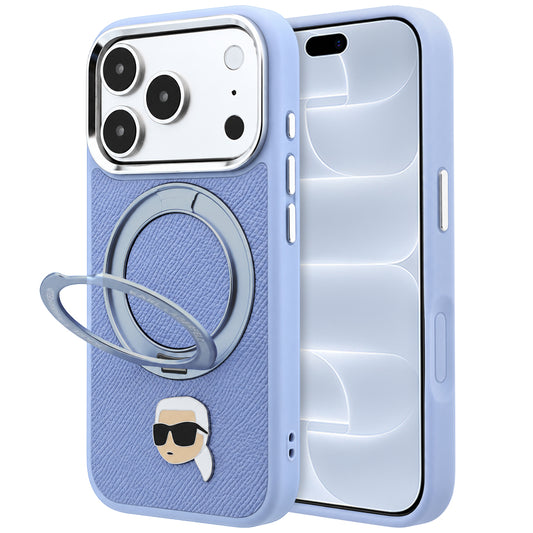 Husa MagSafe pentru Apple iPhone 18 Pro / 17 Pro, Karl Lagerfeld, Ring Stand 360 Karl Pin, Bleu