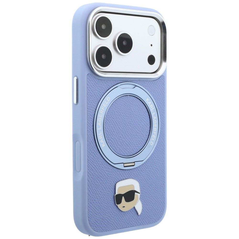 Husa MagSafe pentru Apple iPhone 18 Pro / 17 Pro, Karl Lagerfeld, Ring Stand 360 Karl Pin, Bleu