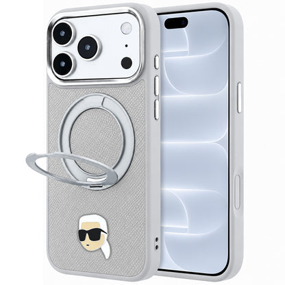 Husa MagSafe pentru Apple iPhone 18 Pro / 17 Pro, Karl Lagerfeld, Ring Stand 360 Karl Pin, Gri