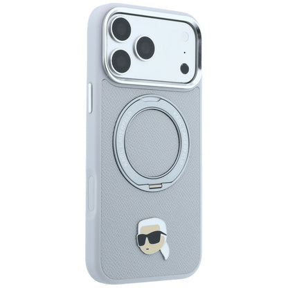 Husa MagSafe pentru Apple iPhone 18 Pro / 17 Pro, Karl Lagerfeld, Ring Stand 360 Karl Pin, Gri