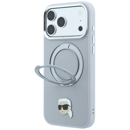 Husa MagSafe pentru Apple iPhone 18 Pro / 17 Pro, Karl Lagerfeld, Ring Stand 360 Karl Pin, Gri