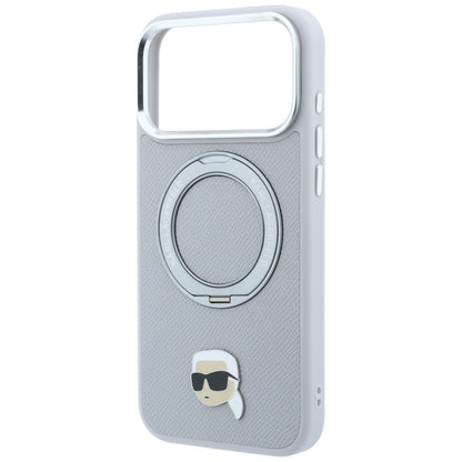 Husa MagSafe pentru Apple iPhone 18 Pro / 17 Pro, Karl Lagerfeld, Ring Stand 360 Karl Pin, Gri