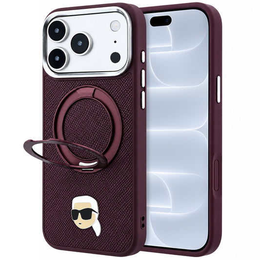 Husa MagSafe pentru Apple iPhone 18 Pro / 17 Pro, Karl Lagerfeld, Ring Stand 360 Karl Pin, Visinie