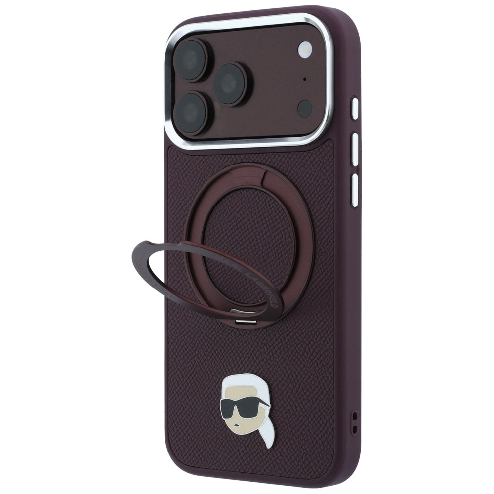 Husa MagSafe pentru Apple iPhone 18 Pro / 17 Pro, Karl Lagerfeld, Ring Stand 360 Karl Pin, Visinie