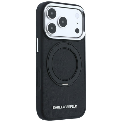 Husa MagSafe pentru Apple iPhone 18 Pro / 17 Pro, Karl Lagerfeld, Ring Stand 360 Saffiano, Neagra