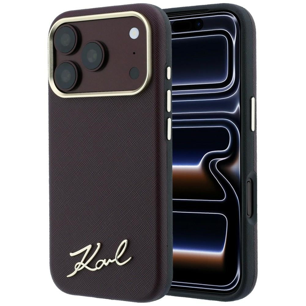 Husa MagSafe pentru Apple iPhone 18 Pro / 17 Pro, Karl Lagerfeld, Saffiano Small Script Metal Logo, Visinie