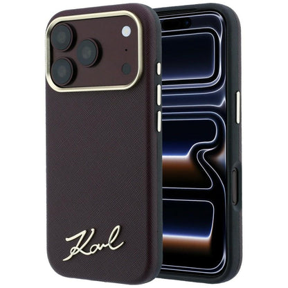 Husa MagSafe pentru Apple iPhone 18 Pro / 17 Pro, Karl Lagerfeld, Saffiano Small Script Metal Logo, Visinie