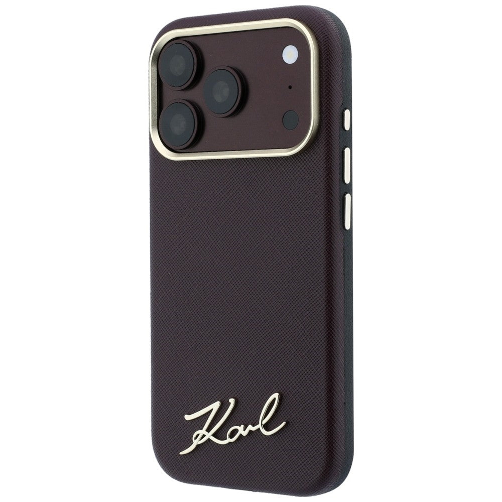 Husa MagSafe pentru Apple iPhone 18 Pro / 17 Pro, Karl Lagerfeld, Saffiano Small Script Metal Logo, Visinie